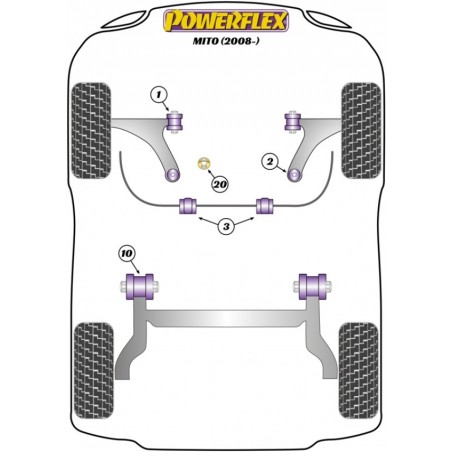 Alfa Mito (2008-) Powerflex PFF80-1102 Boccola Posteriore Braccio Anter. Regolabile