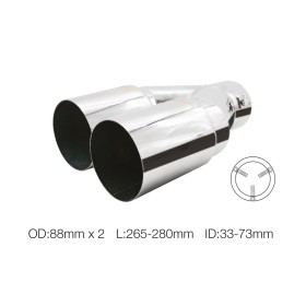 Terminale doppio rotondo dritto disassato acciaio inox