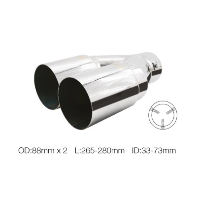 Terminale doppio rotondo dritto disassato acciaio inox