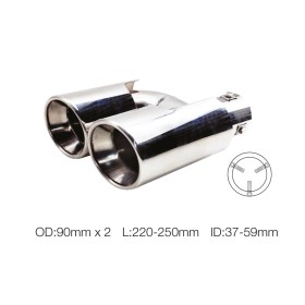 Terminale doppio rotondo dritto acciaio inox