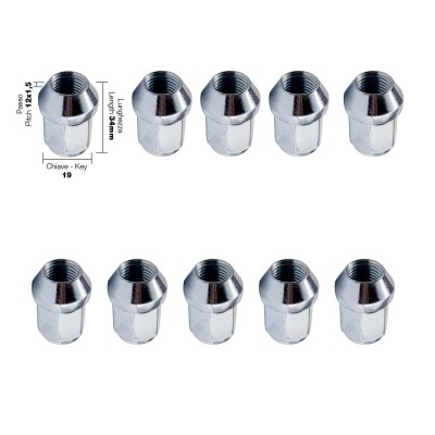 10 dadi chiusi ch.19 12X1.5 l.34mm