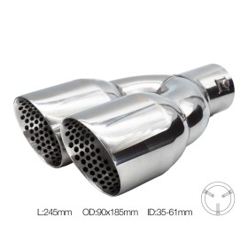 Terminale doppio rotondo inclinato acciaio inox
