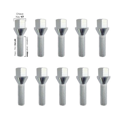 10 bulloni ch.17 12x1.25 l.35mm