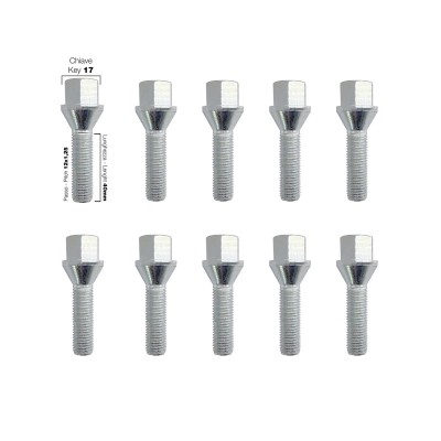 10 bulloni ch.17 12x1.25 l.40mm