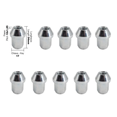 10 dadi chiusi ch.17 12X1.25 l.34mm