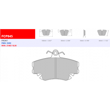 Pastiglie Freno Ferodo FCP845R Anteriore Peugeot 205 1.9 / Renault / Citroen