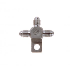 Raccordo a 3 vie riutilizzabile con 3 Filetti JIC/UNF e staffa  3/8 x 24