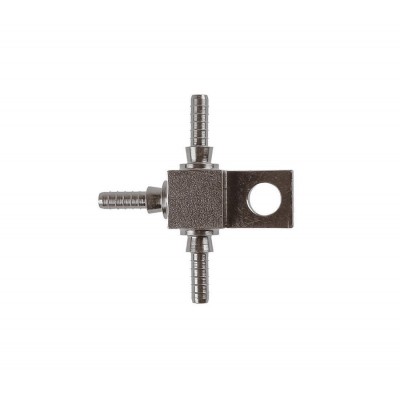 Raccordo graffabile inox a T a 3 vie con staffa 6 mm