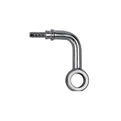 Raccordo graffabile inox a occhiello con collo esteso 90° laterale - foro 3/8