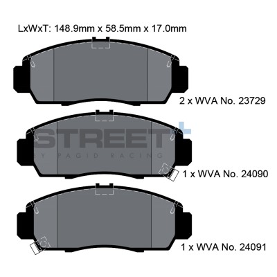 Pagid Street+ Honda Accord Coupe (CM) Ant.